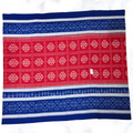 Super-Fine Sambalpuri Ikat: Ruby Red Body with Sleek Royal Blue Paper Border