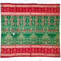 "The Taj Mahal Special" – Mehandi Green Sambalpuri Saree with Nartaki, Lion & Double Fish Border